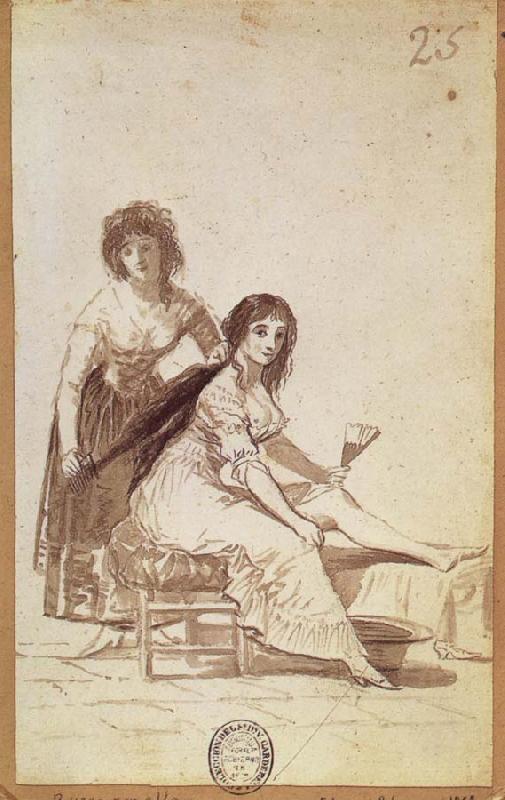 Francisco Goya Maid combing a  Young Woman-s Hair